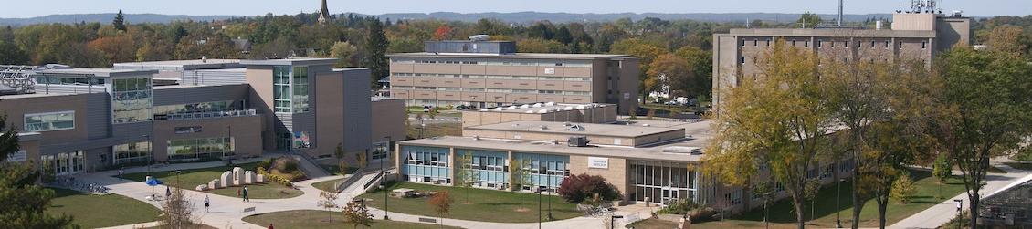 View of campus from rooftop of building