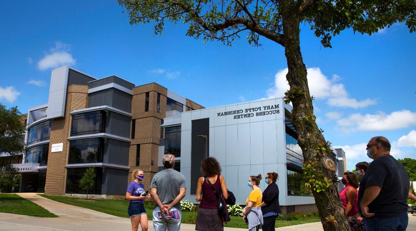 Campus Tour in Front of Laurentide Hall