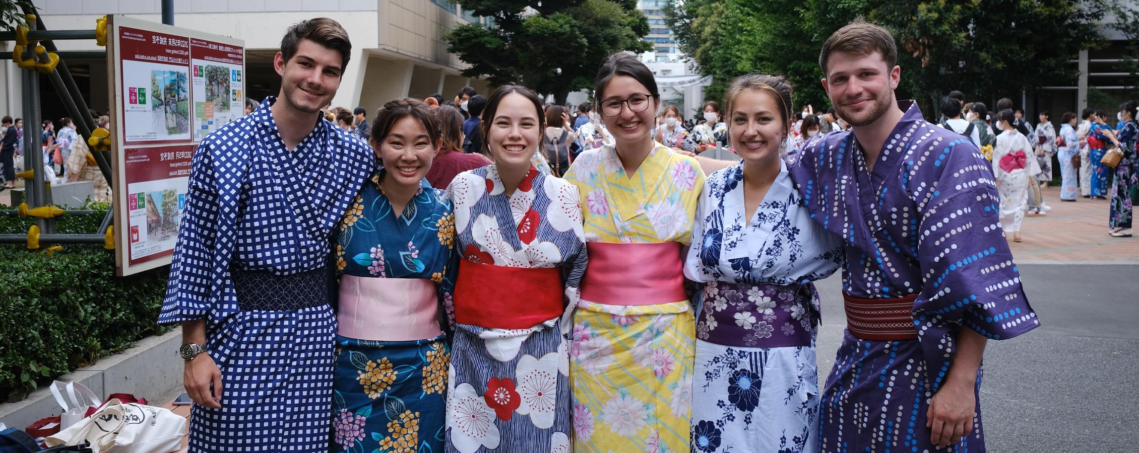 Students pose for a picture while in Japan.