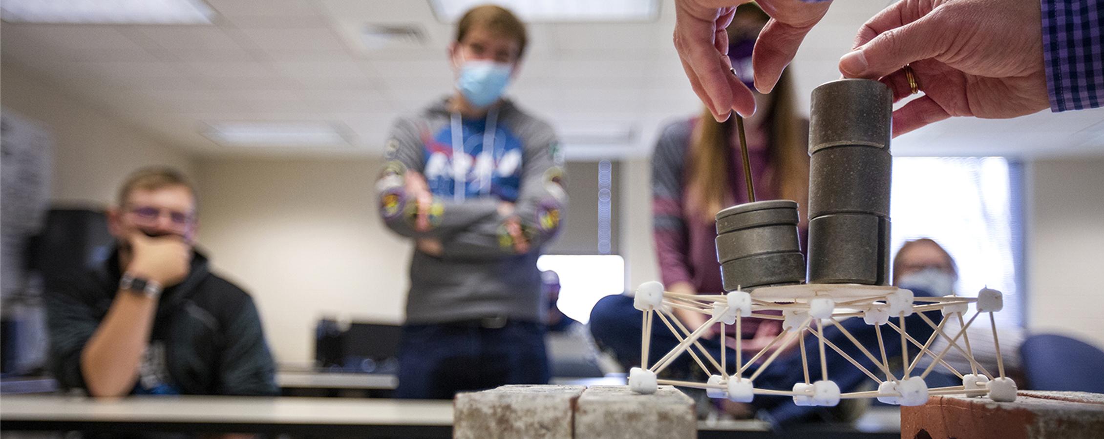 Students work on engineering work 